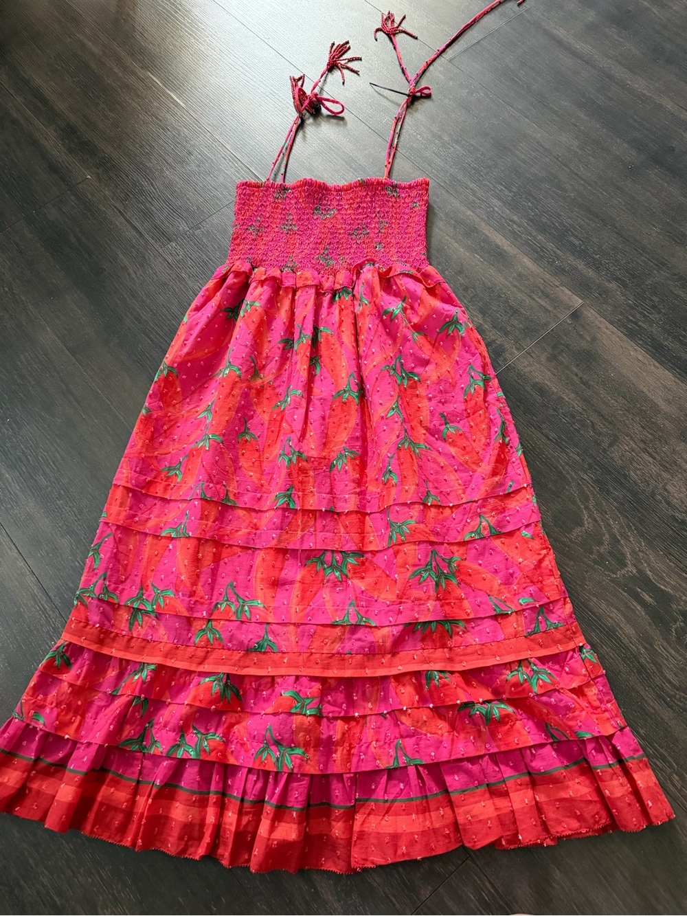 FARM Rio Hot Pink & Red Pepper MIDI Dress